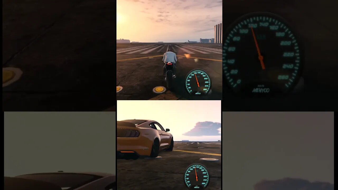 GTA 5 : Kawasaki H2 vs Mustang GT500 | Top speed Check #gtav #shorts #kawasakininjah2 #mustang