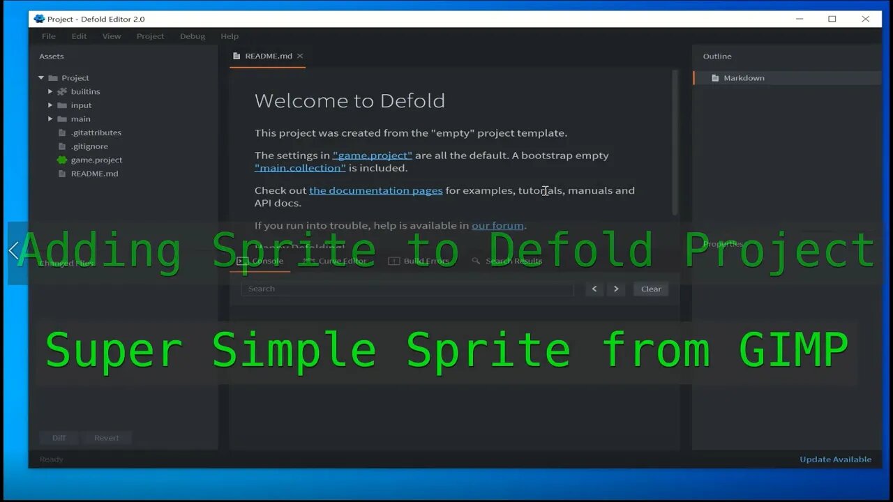 #Defold Game Engine - Adding first Sprite made in GIMP