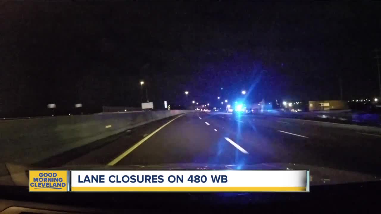 Lane closures on I-480 near Northfield Road