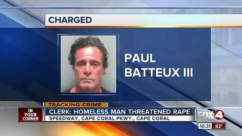 Clerk says Cape homeless man threatened rape