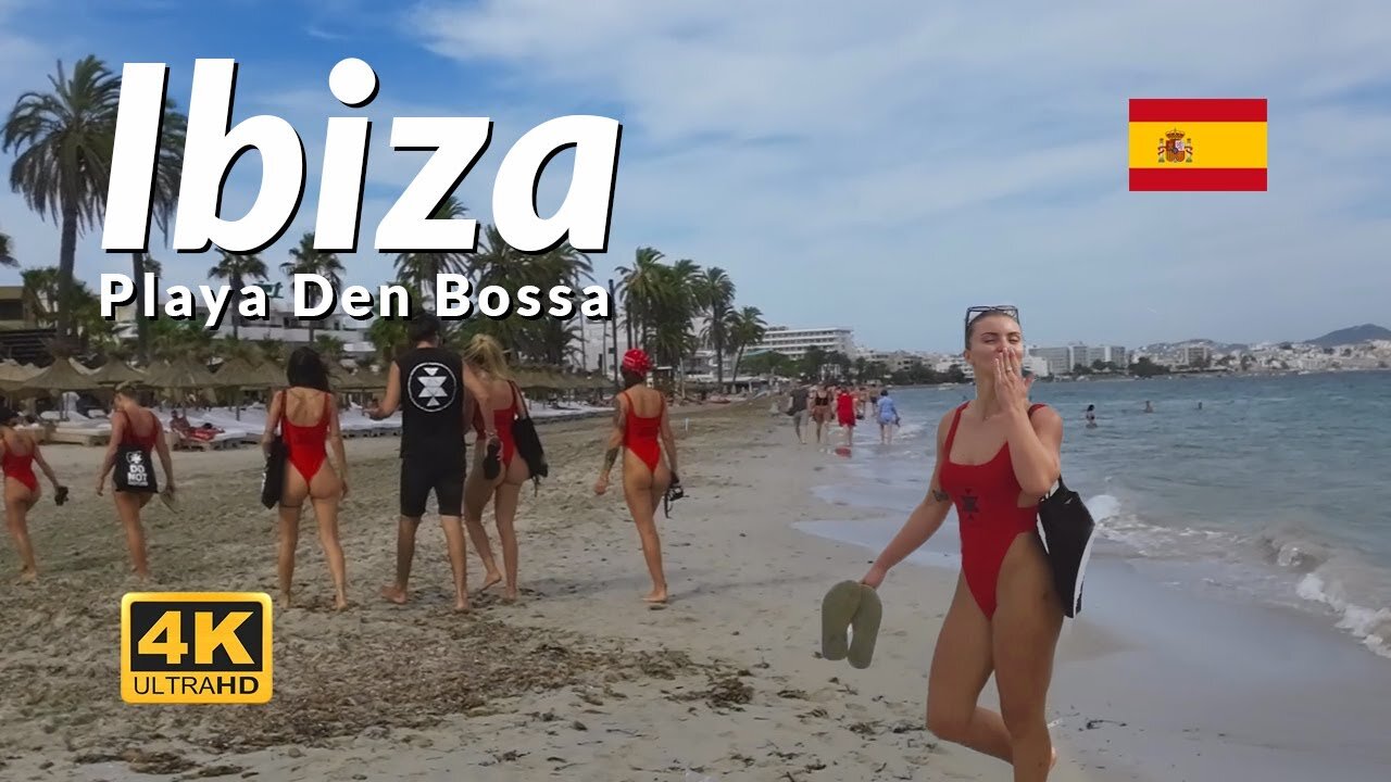 Ibiza Beach Walk 4k Playa Den Bossa Ibiza Balearic Islands Spain 🇪🇸