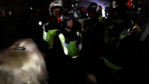 TSG POLICE PUT THERE RIOT HELMETS ON AND RETREAT #MILLIONMASKMARCH