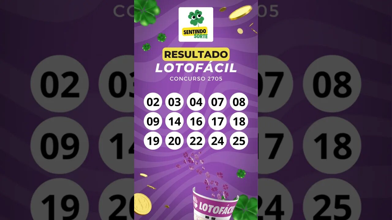 🍀 Resultado LOTOFACIL 2705 | Sentindo Sorte #shorts