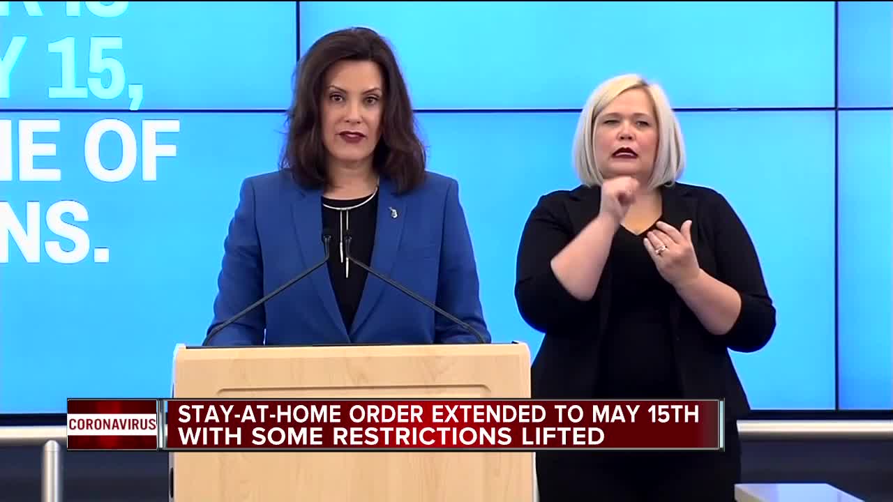 Whitmer extends stay-home order through May 15, eases rules