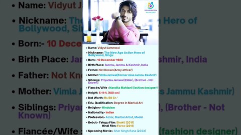 Vidyut Jammwal Indian actor Biography 🔥‼️💕#shorts #trending #love #vidyutjammwal #ib71
