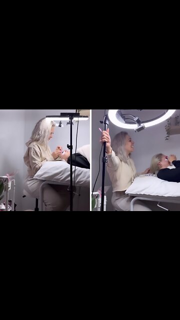 Client forgets where she is during her lash nap