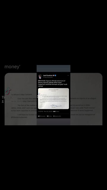 BREAKING Signed official statement Stormy Daniels affair never happened she was not paid hush money'