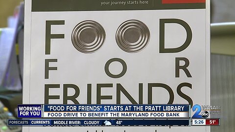 "Food for Friends" donation drive at the Pratt Library