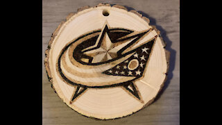 Burning A Blue Jackets Ornament