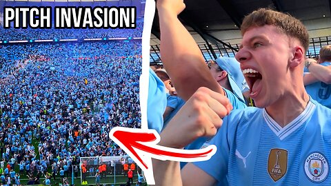 The Moment FANS INVADE THE PITCH As Manchester City Win 4 PREMIER LEAGUE TITLES IN A ROW!