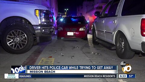 Suspected DUI driver hits San Diego police car while trying to get away