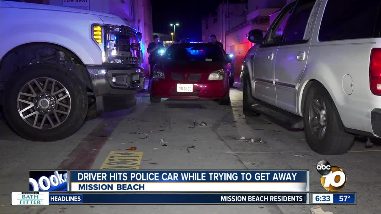 Suspected DUI driver hits San Diego police car while trying to get away