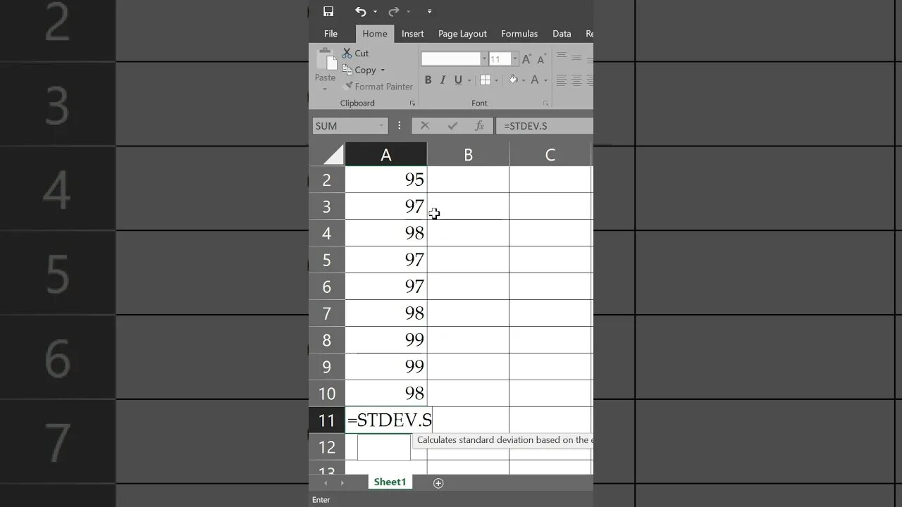 Sample Standard Deviation on Excel - Tagalog