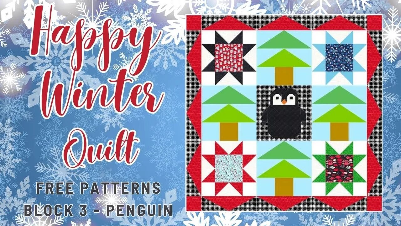 Happy Winter QAL - Block 3 Penguin #beginnerfriendly #quilting #freepattern #scrappy #homesteading