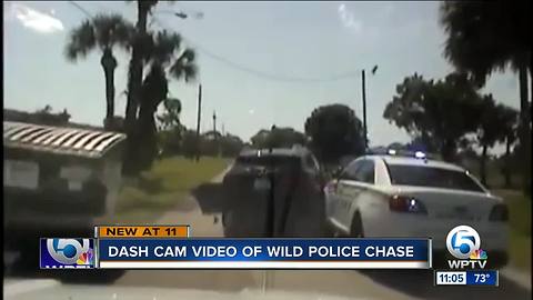 Dash cam video of wild police chase