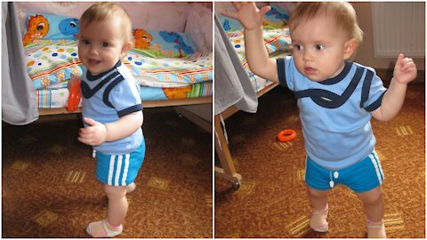 Baby incredibly walks on his own at only 6 months old