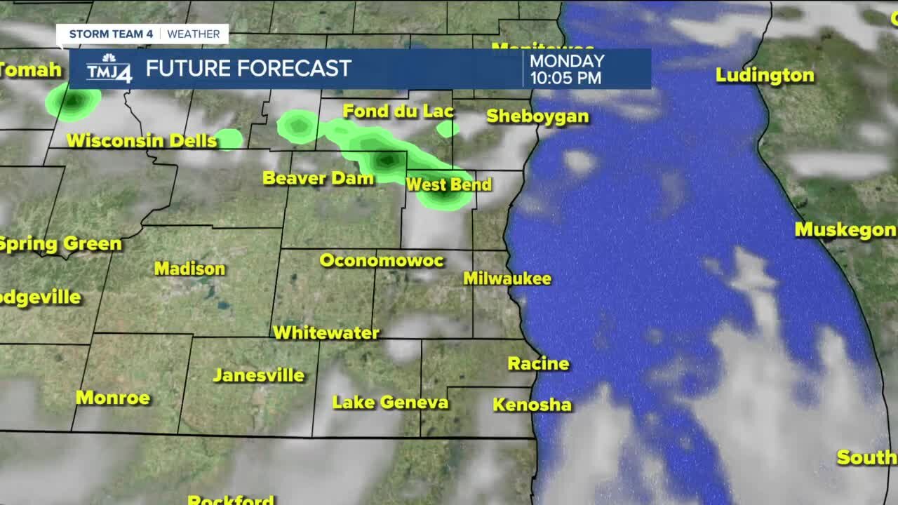 Hot weather continues into Monday, isolated showers possible