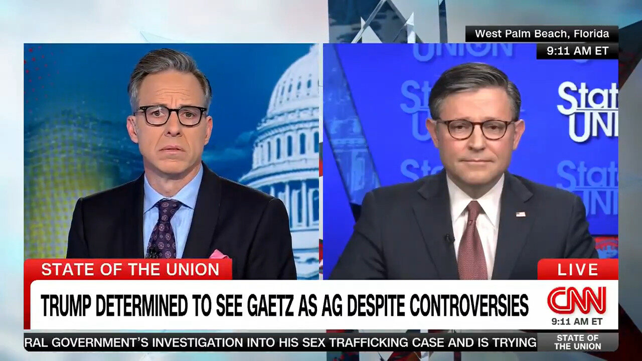 Mike Johnson Spars With Jake Tapper Over Gaetz Nomination…Argues Ethics Report Shouldn't Be Released