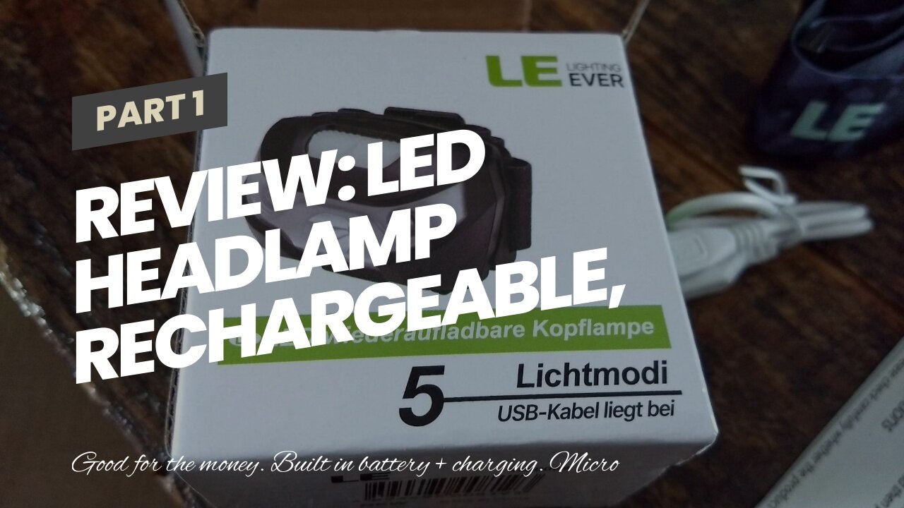 Review: LED Headlamp Rechargeable, Super Bright Head Lamp with 5 Modes, 45°Tilt Comfortable Hea...