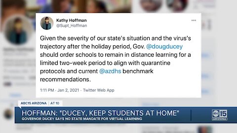 Hoffman: "Ducey, keep students at home"