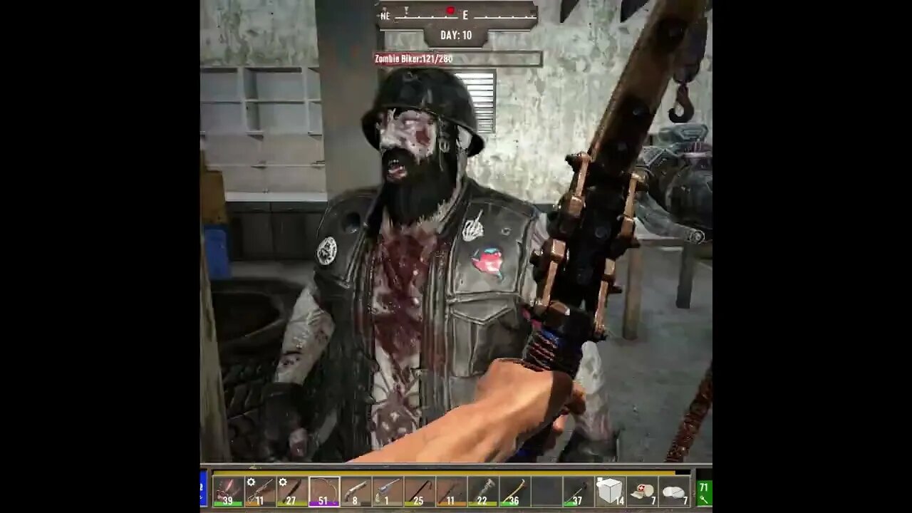 Zombie gets head stuck in wall. ---- 7 Days To Die (Darkness Falls Mod)