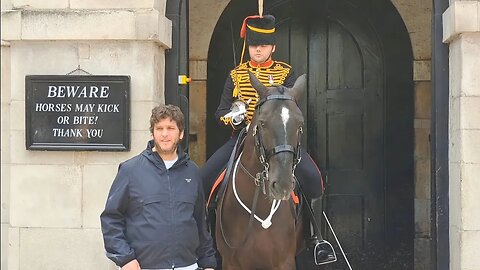 4 pepole told politely not to touch the reins #horseguardsparade