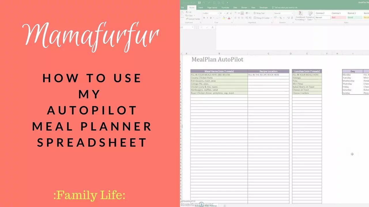 How to use my AutoPilot Meal Planning Spreadsheet with your family ¦ Meal Planning & Budgetting