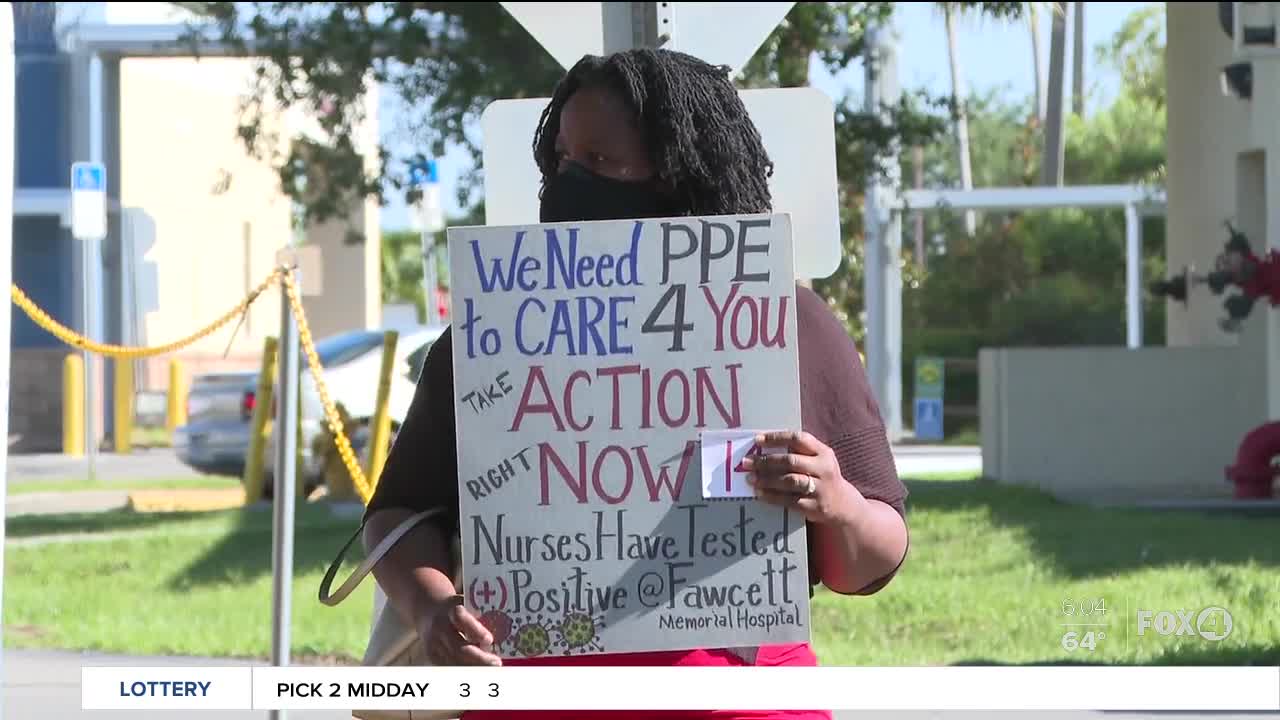 Nurses rally for PPE at Fawcett Memorial Hospital