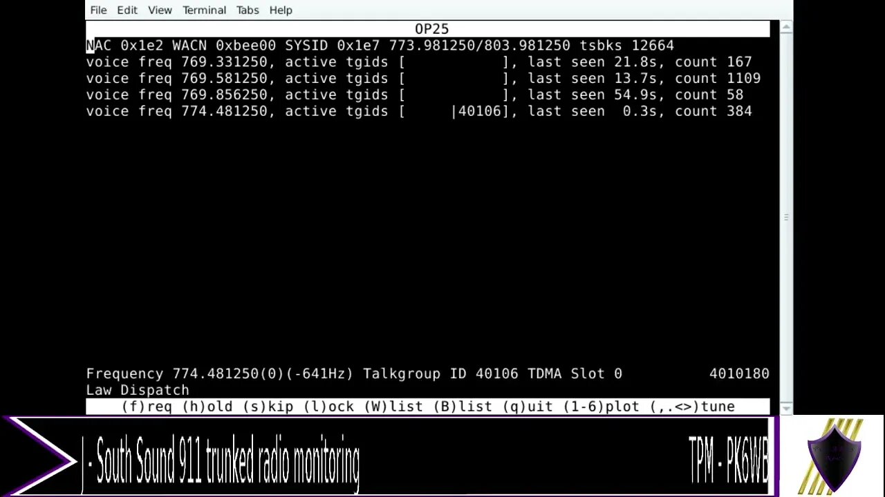 TPM - PK6WBJ - Monitoring southsound 911 P25 P2