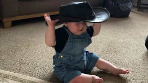 Being a cowboy is a burden for this baby