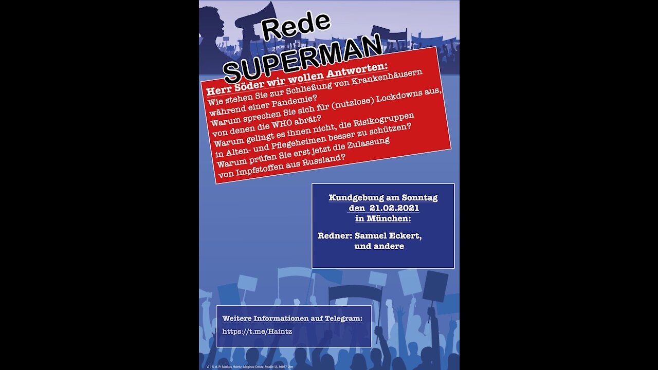 Demo München Marienplatz 21.02.21 Rede Superman