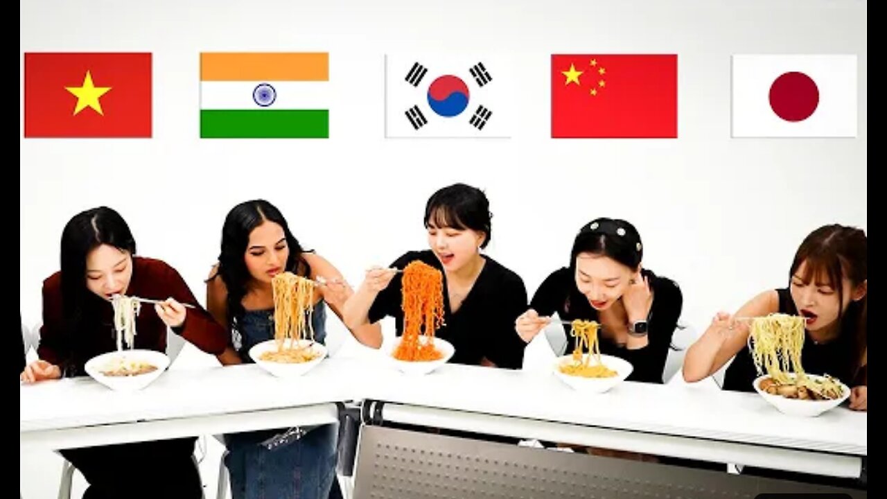 Asian try 6 noodles from each countries !!