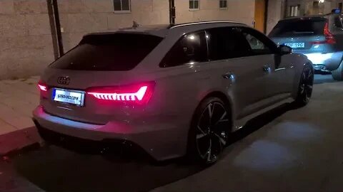 [4k] Nardo Grey Audi RS6 C8 looks GOOD at NIGHT! 440 mm Ceramic discs are HUGE!