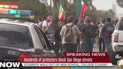 Hundreds of protesters block San Diego streets