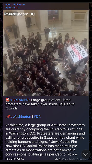 Large group of anti-israel protesters have taken over inside US Capitol rotunda