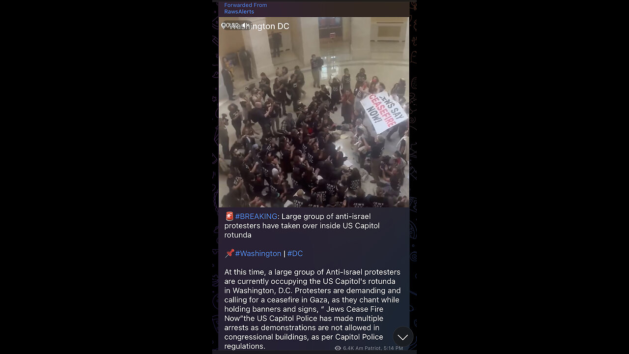 Large group of anti-israel protesters have taken over inside US Capitol rotunda