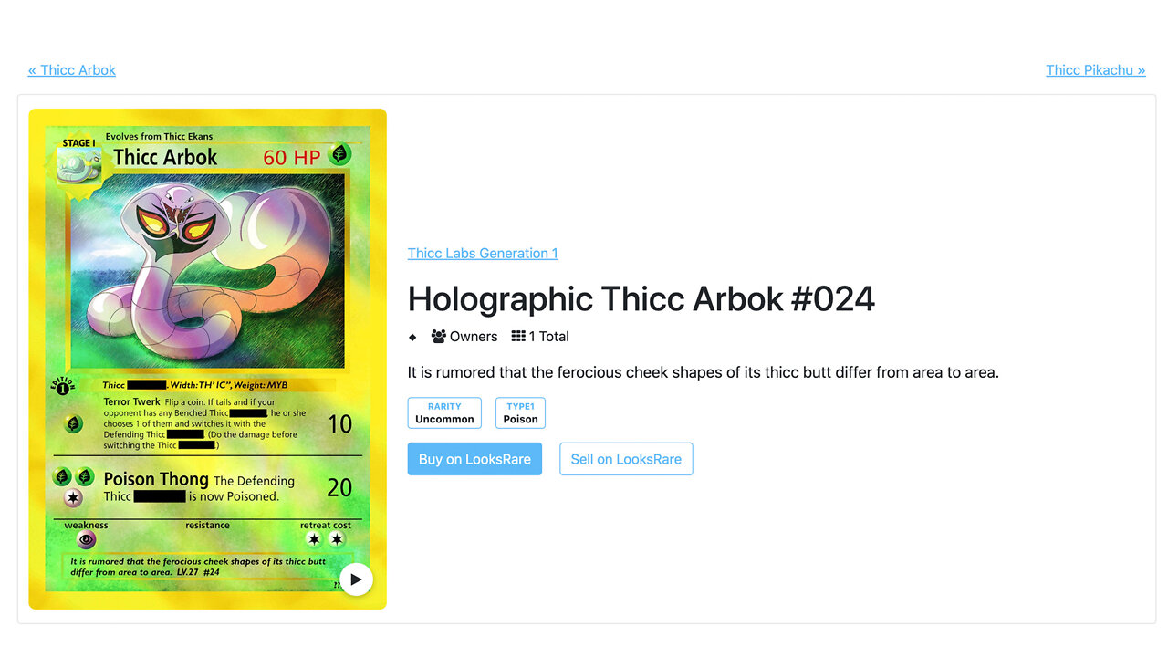 Holographic Thicc Arbok Giveaway Winner