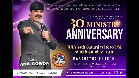 🔴Maranatha Hospet // SUNDAY WORSHIP //30th Anniversary // Day 2_16.07.2023