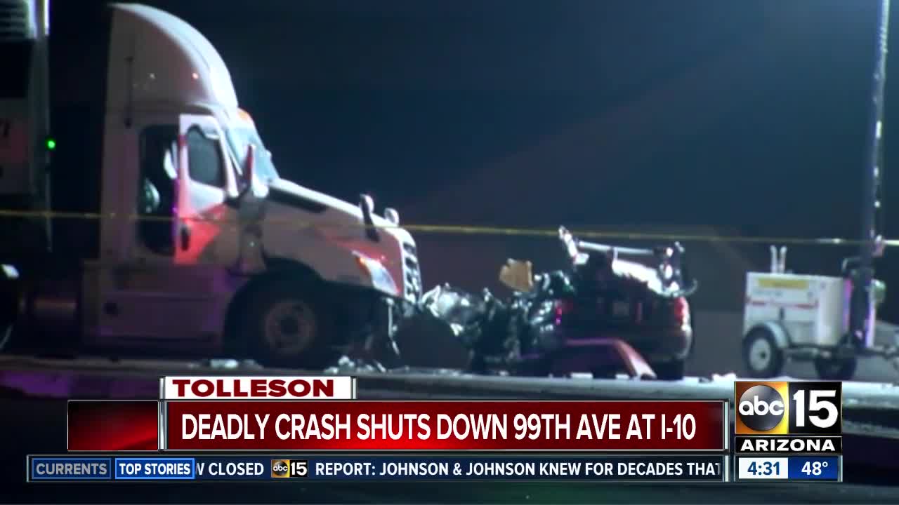 One dead, two hurt in crash with semi near I-10 and 99th Avenue