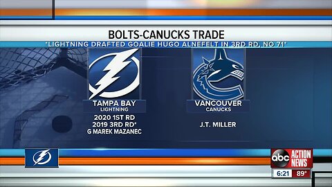 Lightning trades J.T. Miller to Vancouver Canucks