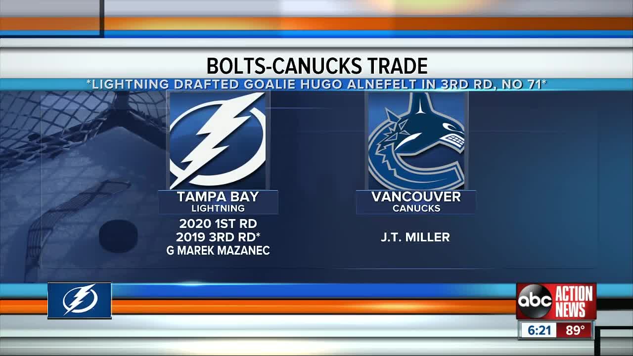 Lightning trades J.T. Miller to Vancouver Canucks