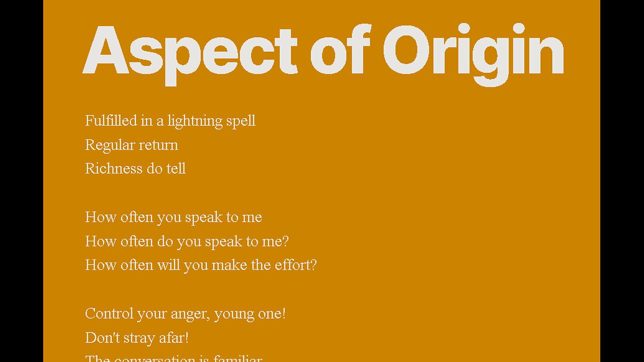 Aspect of Origin