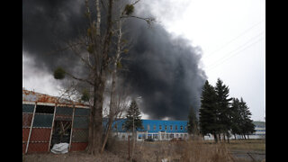 Smoke Billows After Missile Strikes Lviv