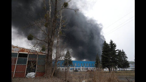 Smoke Billows After Missile Strikes Lviv