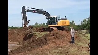 CAT Large Excavator 336 POND Work for Cattle DIY in 4D