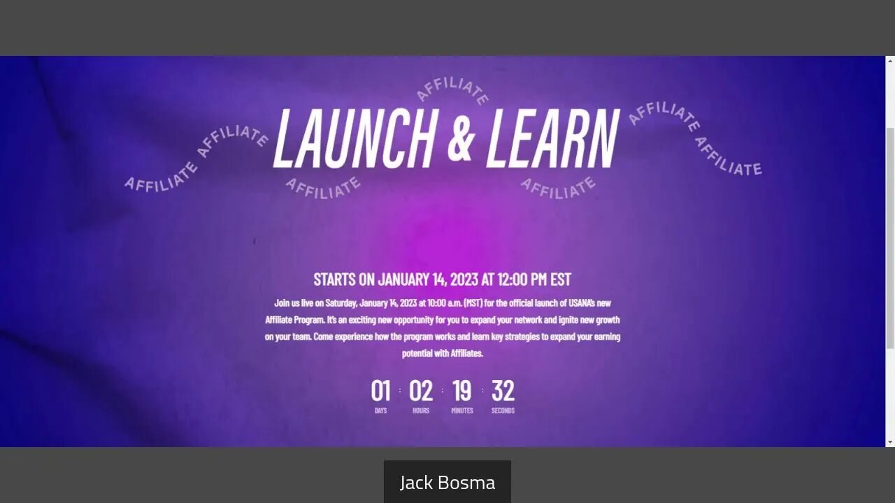 THE USANA AFFILIATE PROGRAM STARTS ON JANUARY 14, 2023 AT 12:00 PM EST