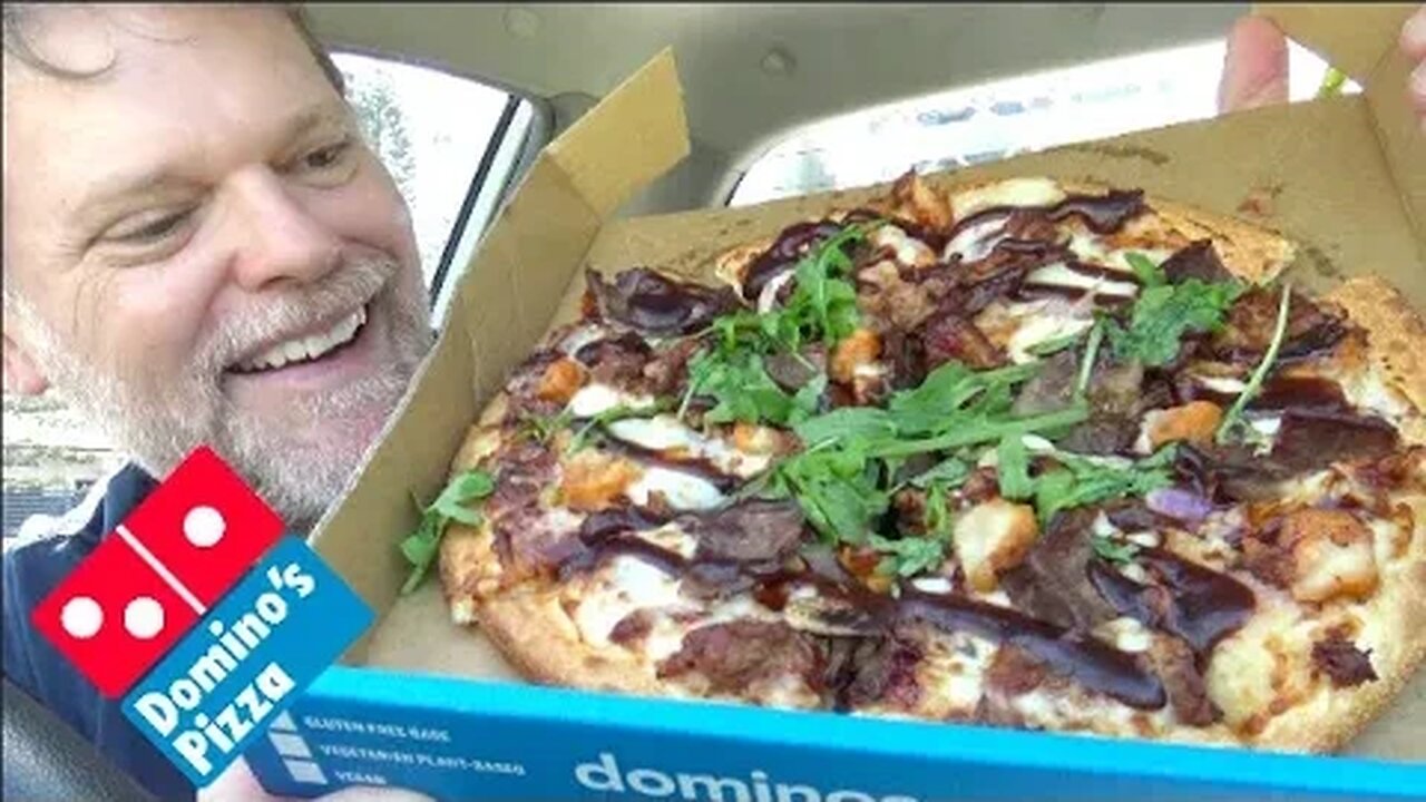 Dominos NEW Super Premium Pizza Review - BBQ Meats Deluxe