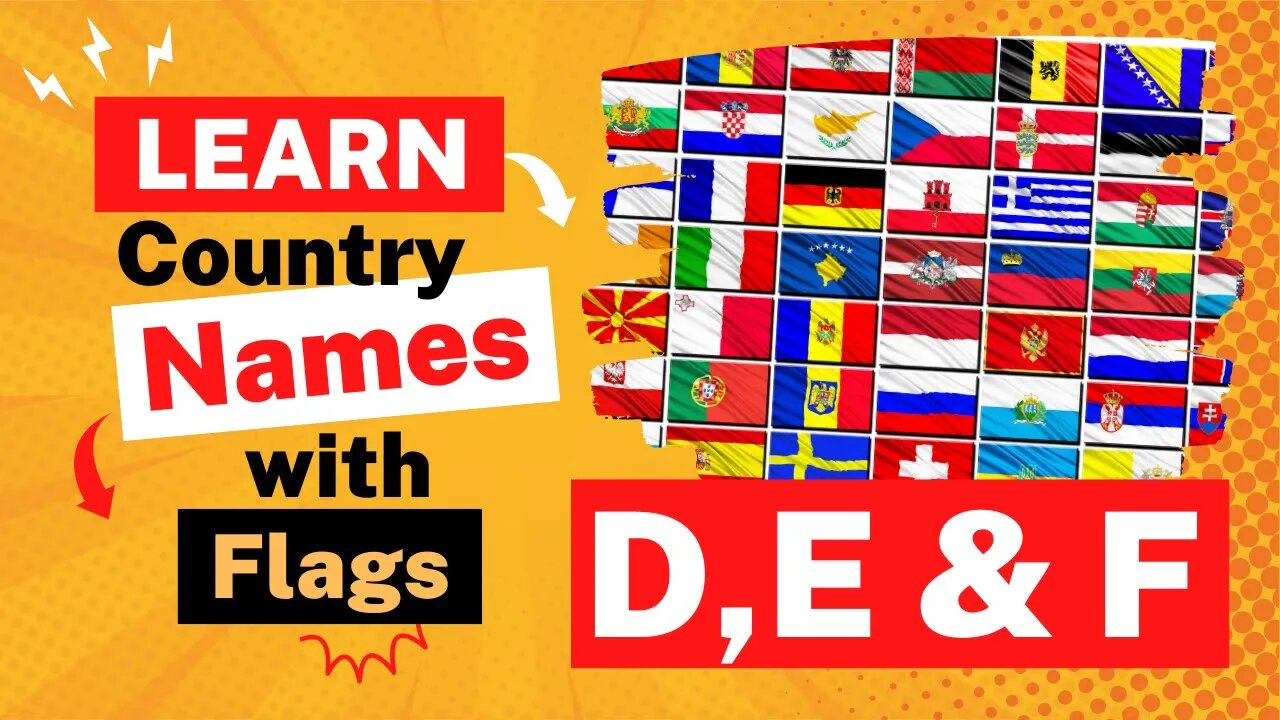 Learn Country Names With Flags Start With Alphabet - D, E & F | Guess The Country Flags for Kids