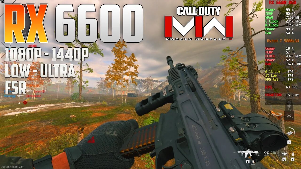 Call Of Duty: Modern Warfare 3 on the RX 6600 | 1440p - 1080p | Ultra & Low | FSR