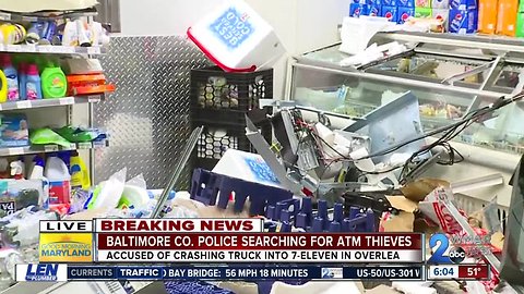 Baltimore County Police search for the suspects who stole an ATM at a 7-Eleven in Overlea
